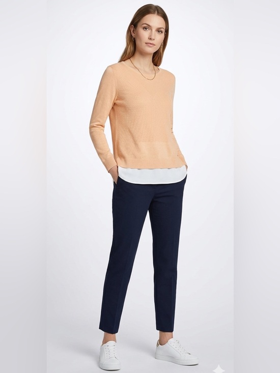 Calvin Klein Sweaters - Calvin Klein Peach Scoop Neck White Layered Hem Sweater Size Large